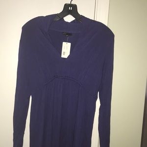 Purple cotton empire waist midi dress